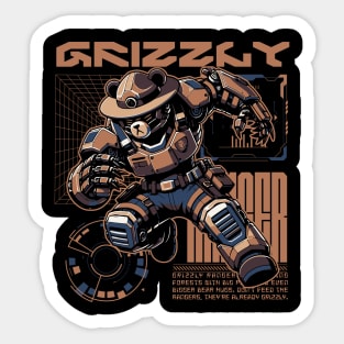 Grizzly Bear Ranger Sci-fi Job Future Mecha Animals Robot Sticker